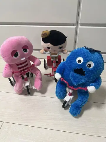 가챠핀 무크 엉덩이 탐정 자전거 움직이는 봉제 인형 작동 확인 완료