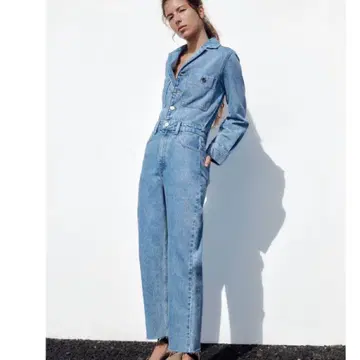 새상품급! ZARA 블루 데님 올인원 점프수트 살로펫 자라