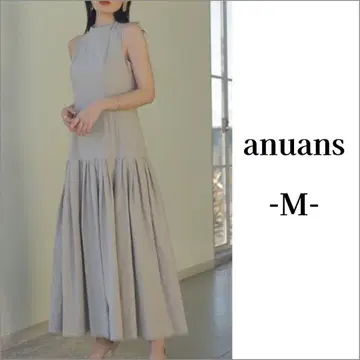 완판 anuans 린넨 블렌드 로우 개더 원피스 린넨 슬리브리스