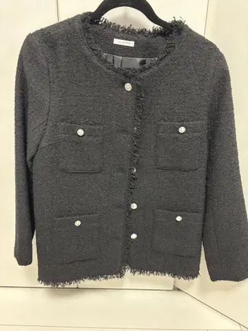 노카라 자켓 M 블랙 프린지 마감