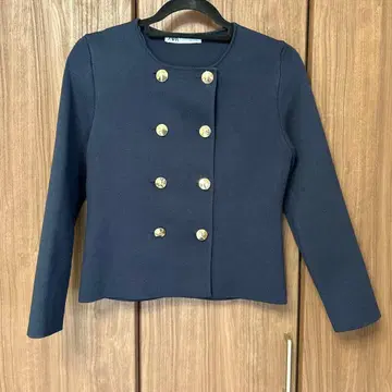 ZARA 플레인 니트 크로스 자켓 네이비 블루 S