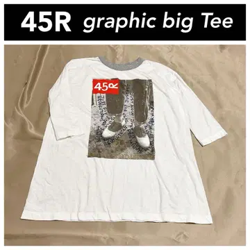 45R 그래픽 빅 T셔츠 와이드 실루엣 상의 티셔츠 화이트
