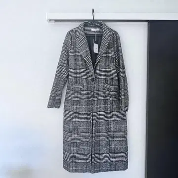 글렌체크 패턴 롱 코트
