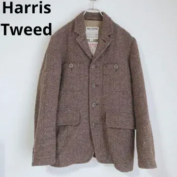 해리스 트위드 남성용 아우터 체스터 코트 럭셔리 울 브라운 1