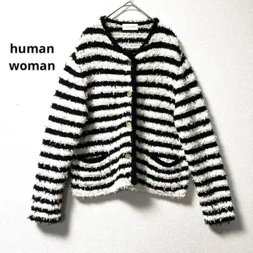 humanwoman 니트 노카라 자켓 보더