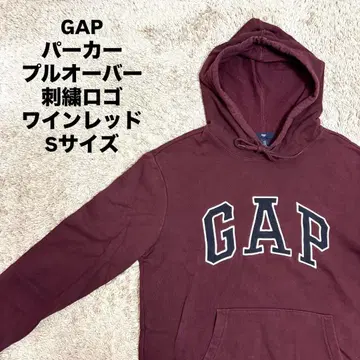 GAP 후드티 풀오버 자수 로고 Y2K 속기모 와인 레드 S