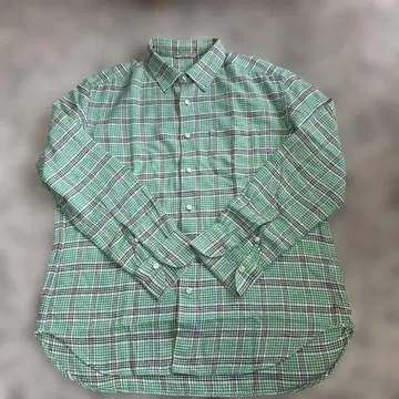 45rpm 플란넬 셔츠 그린 컬러와 브라운 체크 사이즈 5