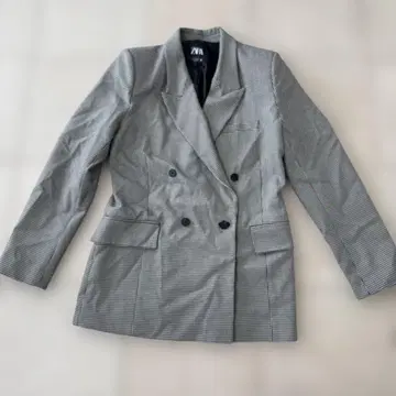 ZARA 체크 무늬 더블 브레스트 테일러드 자켓 L