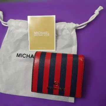 MICHAEL KORS 빨간색 네이비 도트 접이식 지갑