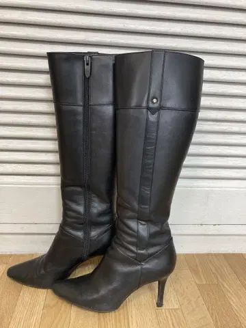[ tozoo ] 블랙 가죽 롱 부츠 사이드 지퍼
