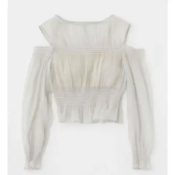 moussy 쉬어 개더 블라우스 L/GRY1