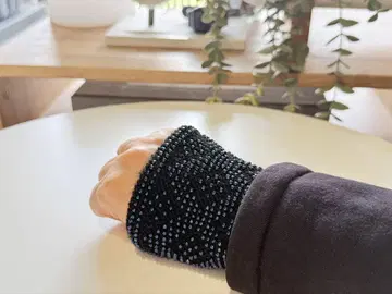 핸드메이드 리스트 워머, 비즈 장식 블랙 암커버 냉방병 예방