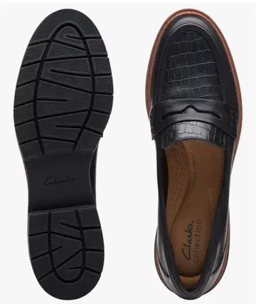시착만 한 상품 Clarks 블랙 가죽 로퍼 23.5 cm