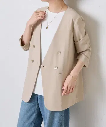 25SS 저리 노카라 더블 자켓