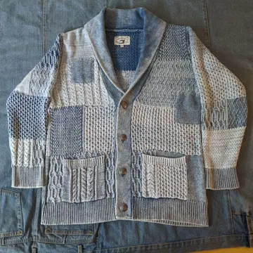 DUFFER INDIGO 인디고 블루 헤치마 카라 가디건