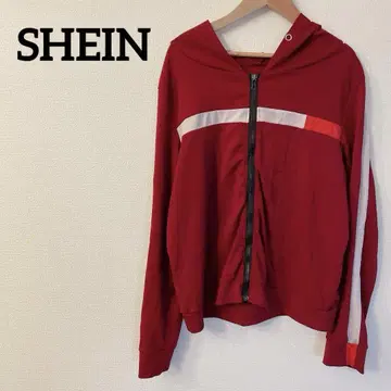 레어 SHEIN 후드티 빨간색 후드 부착 자켓 저리 레드