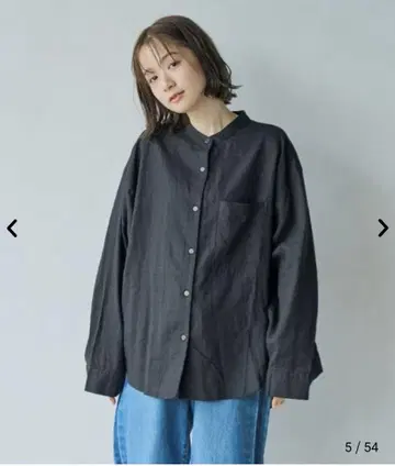 새상품급 린넨 레이온 밴드 카라 셔츠