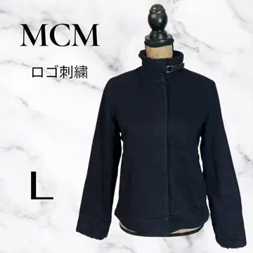 [ MCM ] 블루종 보아 플라이트 자켓 집업 속기모 로고 자수 블랙 L