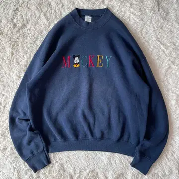 90s DISNEY Mickey&Co 맨투맨 XL 네이비 USA제