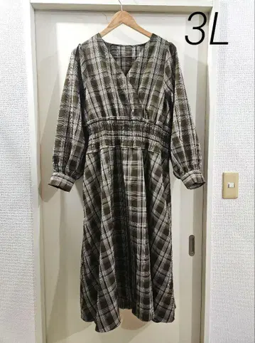 쿠레트 체크 무늬 카슈쿨 원피스 브라운 3L