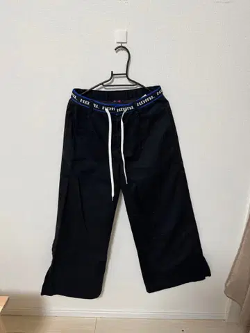 X-girl 블랙 와이드 팬츠 로고