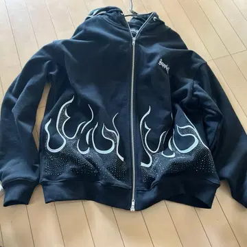 SupplieR 블랙 집업 후드티 L