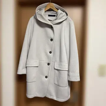 KEIKO KISHI 후드 부착 라이트 그레이 롱 코트