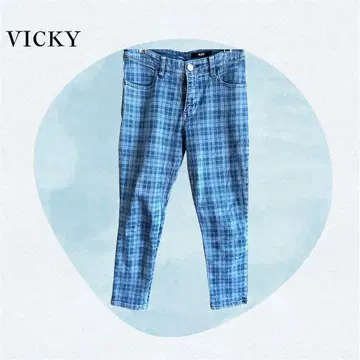 VICKY / 체크 무늬 스키니 데님 [ size 2 ] [ M ]