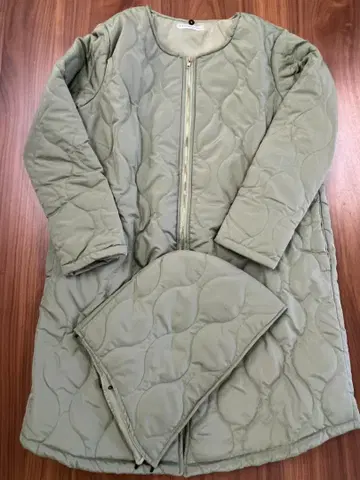 [ 새상품 ] 퀼팅 자켓 롱 코트 리 그린 프리 사이즈