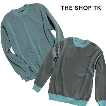 새상품 THE SHOP TK 다케오 키쿠치 리버서블 니트 L 블루