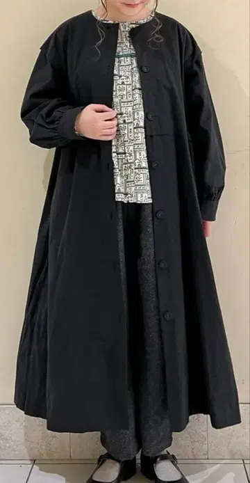 TSUHARU by Samansa Mos2 마직 절개 롱 코트 블랙