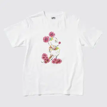 UNIQLO UT 미키 꽃무늬 프린트 L 사이즈 화이트