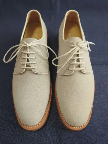 미사용 리갈 REGAL 가죽 신발 플레인토 스웨이드 아이보리 23.5