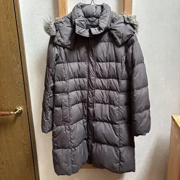 브라운 후드 부착 롱 다운 자켓 L 사이즈