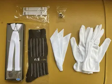 화이트 그로브 서스펜더 리본 커프스 단추 세트