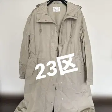 23구 베이지 후드 부착 롱 코트 38
