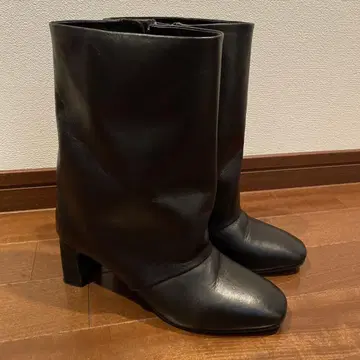 ALPHA CUBIC 와이드 샤프트 숏부츠 블랙 23.5cm