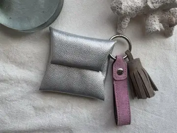 천연 가죽 가죽 코인 케이스 스트랩 태슬 포함