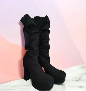 블랙 하이힐 플랫폼 부츠