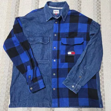 TOMMY JEANS 체크 무늬 데님 자켓