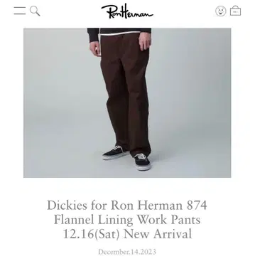 Dickies for 론 헤르만 874 플란넬 라이닝 워크 팬츠 32