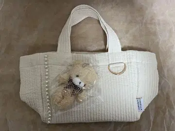 미사용 새상품 누비백 토트백 펄 D 고리 키링 화이트 한국