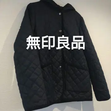 무인양품 MUJI 충전솜 후드 부착 퀼팅 코트 블랙 L