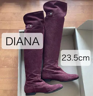 DIANA 롱 부츠 스웨이드 보르도 로우힐 23.5cm