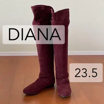 DIANA 롱 부츠 스웨이드 보르도 로우힐 23.5cm