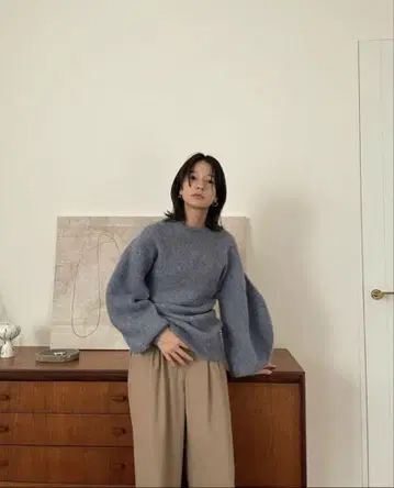 CLANE ROUND SLEEVE MOHAIR KNIT TOPS