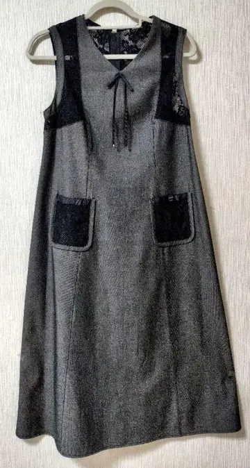 새상품 슈퍼 뷰티 40 블랙 소프트 데님 슬리브리스 롱 원피스