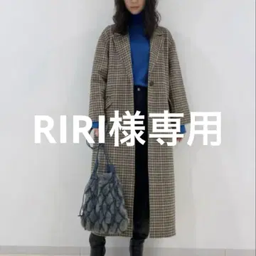 미라 오웬 울 체크 무늬 롱 코트