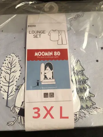 새상품 미착용 UNIQLO 무민 라운지 세트 라이트 블루 3XL
