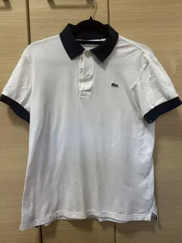 LACOSTE 피케 셔츠 화이트 네이비 일본 사이즈 S (US XS)